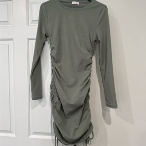 Pink lily Olive Green Ruched Dress brand new